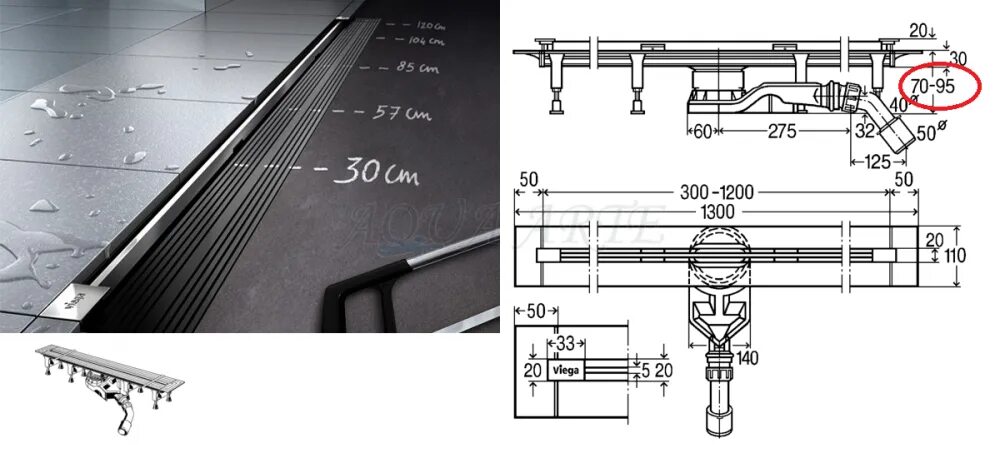 Трапы vieir. Viega трап щелевой 618032. Щелевой трап Viega Advantix Vario 1200мм. Щелевой трап Viega. Душевой лоток Viega Advantix Vario.