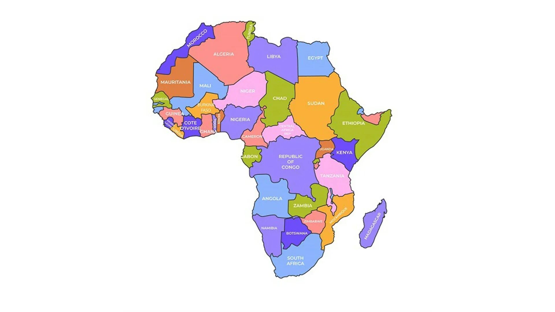 Карта Африки. Материк Африка на карте. Карта африканского континента. Карта Африки со странами для детей. Africa на русском