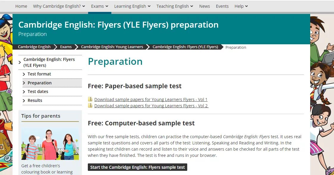 Learning english tests. Cambridge Flyers Sample Test. Flyers Cambridge. Flyers reading and writing Sample Test. Learn English with Cambridge.