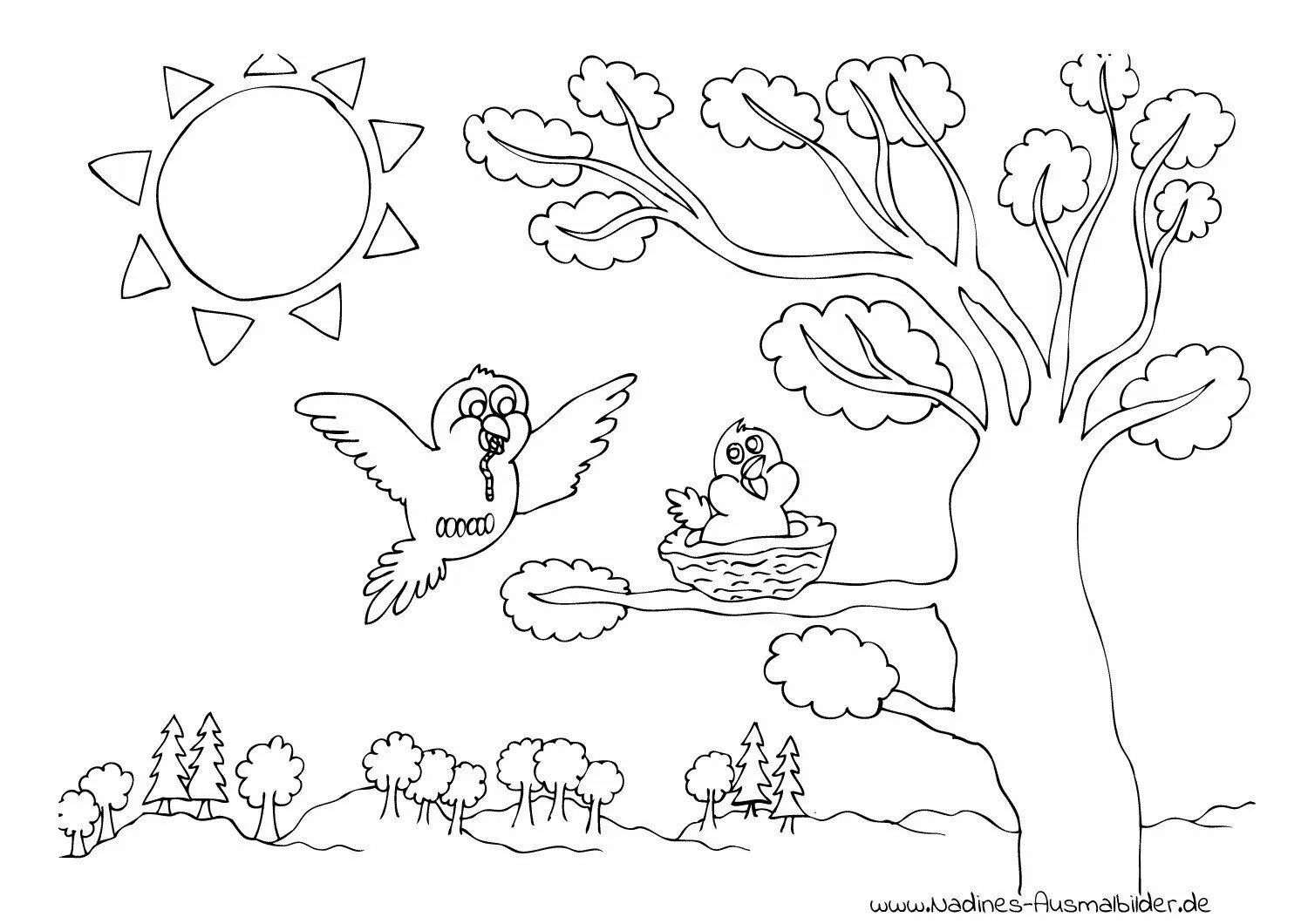 Животные и птицы весной подготовительная группа. Весенние раскраски для детей. Весенний пейзаж раскраска для детей. Весенние картинки для детей раскраска.