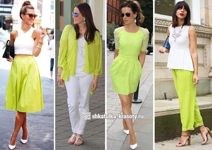 Лаймовый цвет сочетание в одежде color lima en ropa combinada Одежда, Модные стили, Летняя одежда