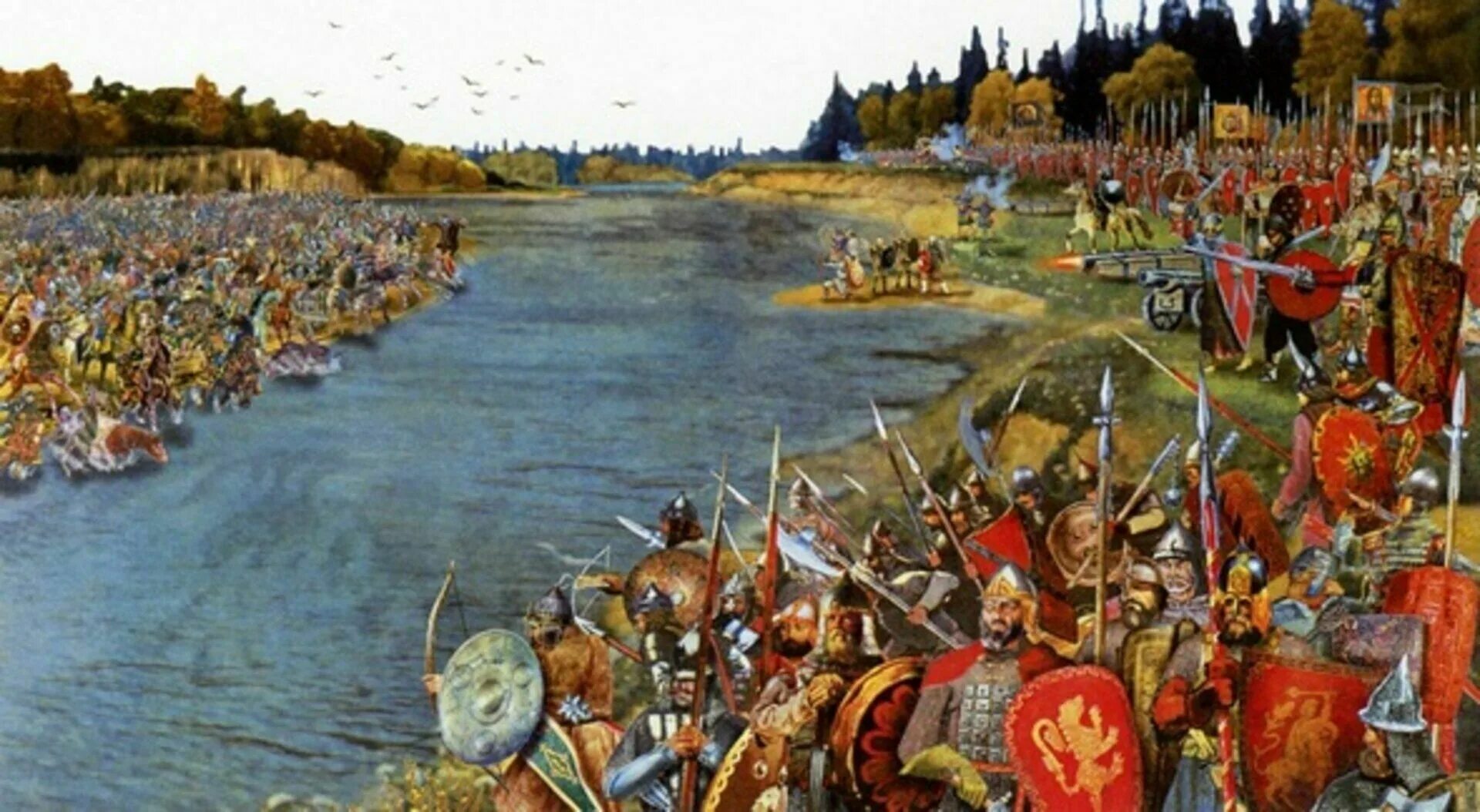 Великое стояние на Угре 1480. Битва на Угре 1480. 11 Ноября 1480 год стояние на реке Угре. Падение ига