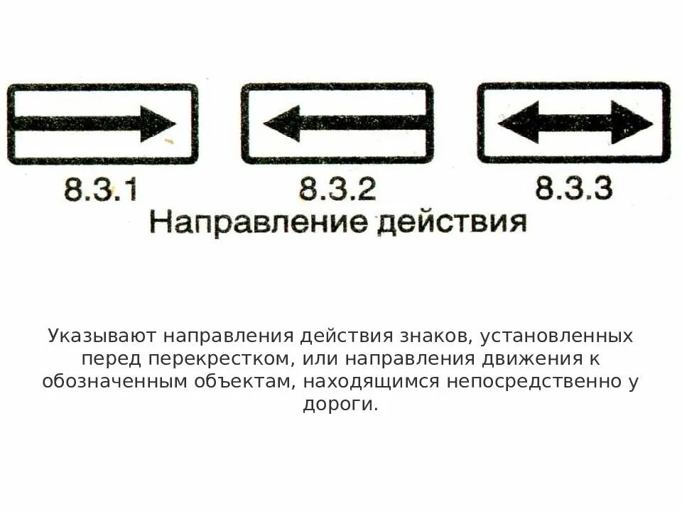 Указывать направление одним словом. Дорожный знак 8.3.2 направление действия. Знак дорожный 8.3.1 "направление действия". Табличка 8.1.3 ПДД. Знак 8.3.1-8.3.3.