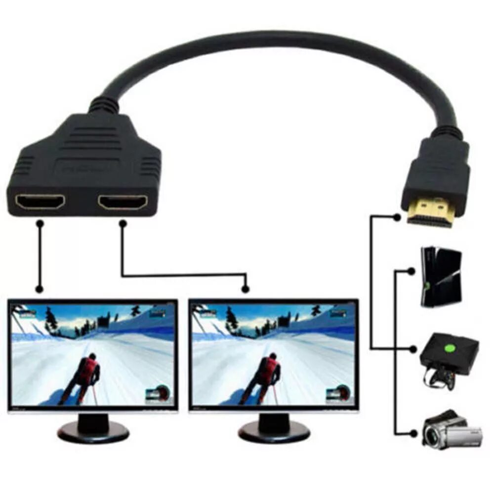 Переходник HDMI 2 В 1. Разветвитель с HDMI на 2 HDMI. HDMI разветвитель 1 female / 2 female. Кабель HDMI сплиттер.