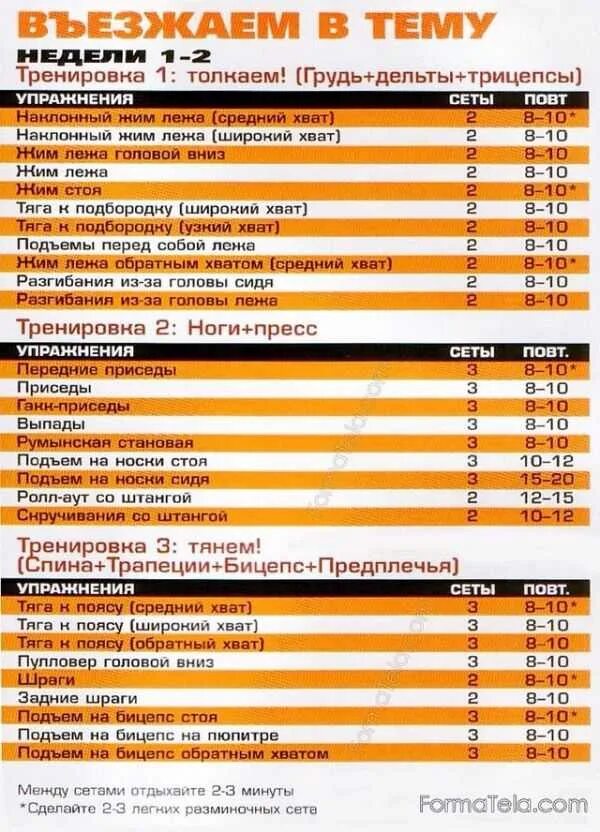 Как составить программу для зала