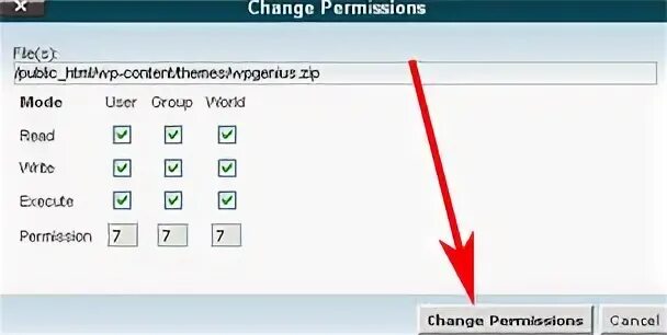 Get file permissions. Get file permissions