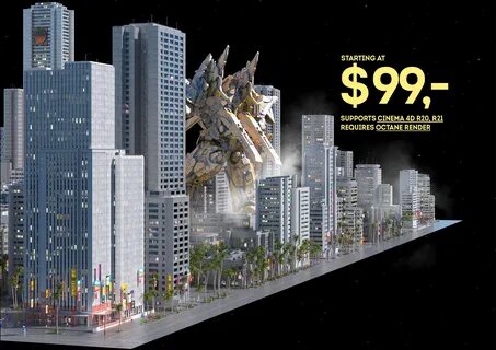 3D cinema4d city CityRig cityscape Generator octanerender plugin Procedural...