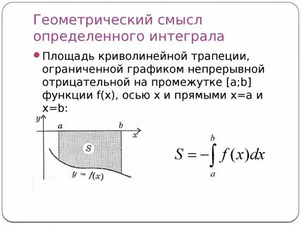 Определенный интеграл геометрический смысл
