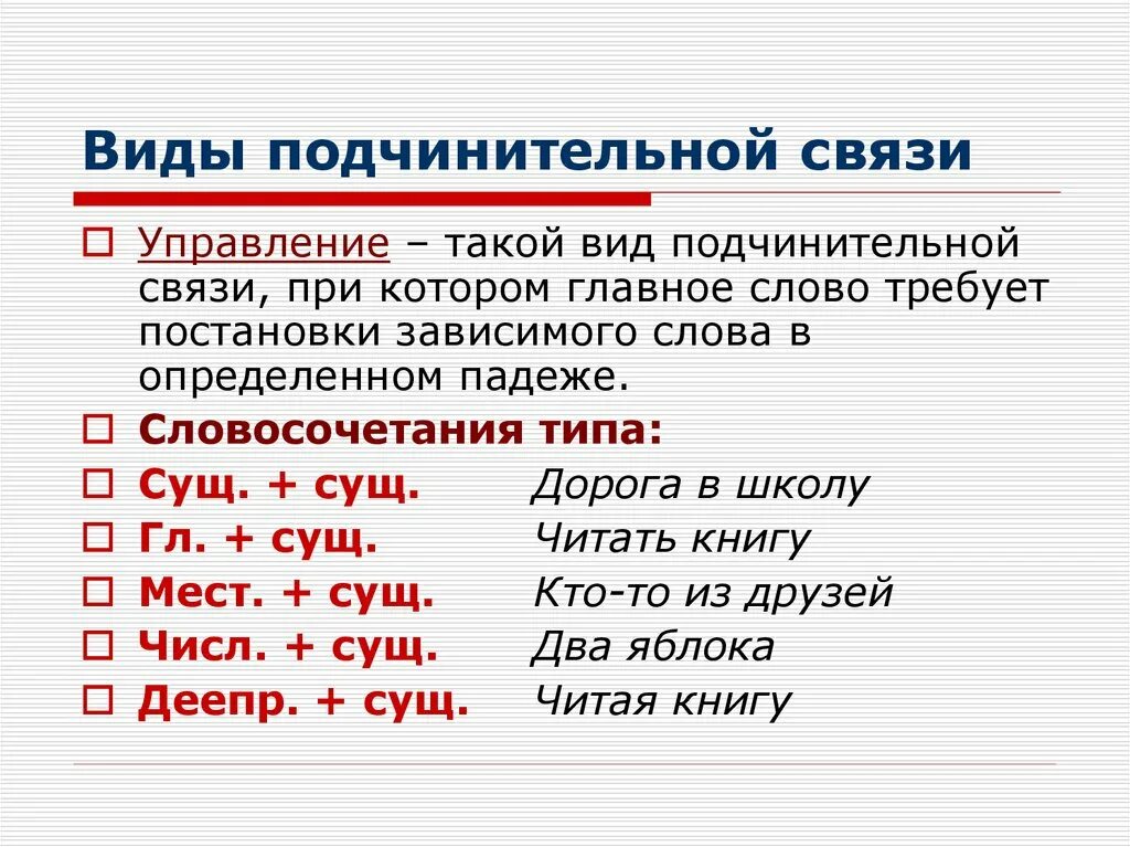 Постепенно приспособилось вид подчинительной связи. Подчинительная связь управление. Виды подчинительной связи. Виды подчинител Ной связи. Втдя подчинительной СВХЯ.