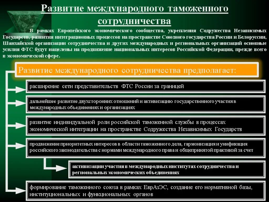 Направления развития таможенной. Международное таможенное сотрудничество ФТС России. Основные направления международного таможенного сотрудничества. Международное сотрудничество в сфере таможенного дела. Проблемы таможенного сотрудничества.