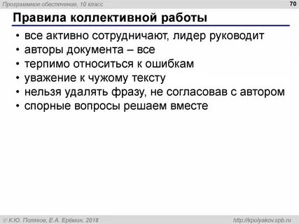 Правила коллективной работы