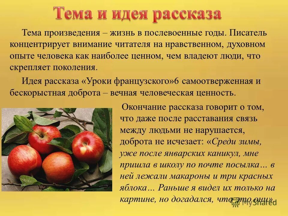 Основные темы рассказа уроки французского