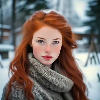 рыжая, зима, реализм, реальное фото". красивая деревенская девушка, ры...