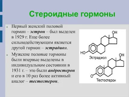 Стероидные гормоны роль
