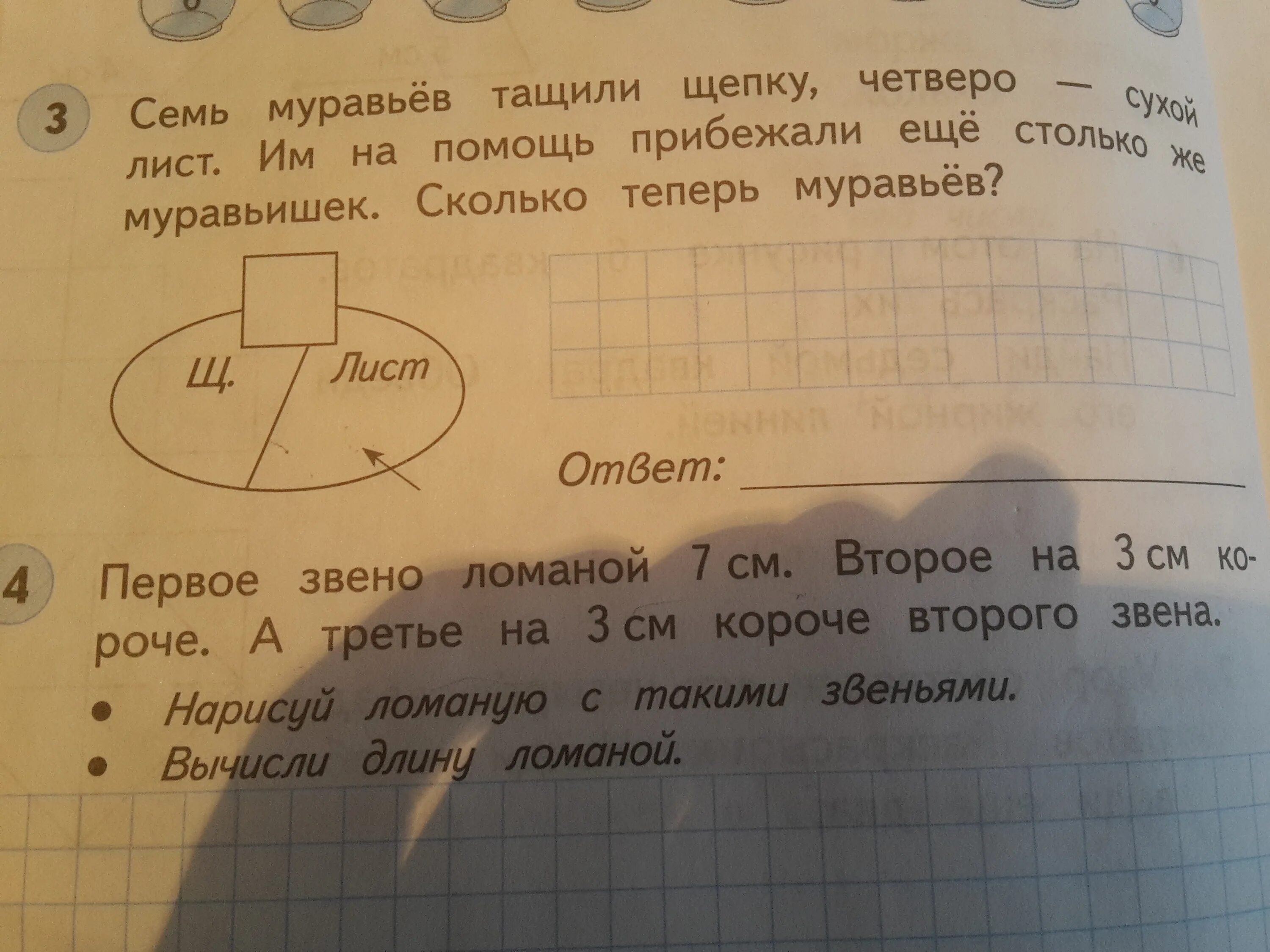 Четверо какая часть. Семь муравьев тащили щепку. Задача 2 класс семь муравьев тащили щепку. Семь муравьёв тащили щепку четверо сухой лист задача схема.