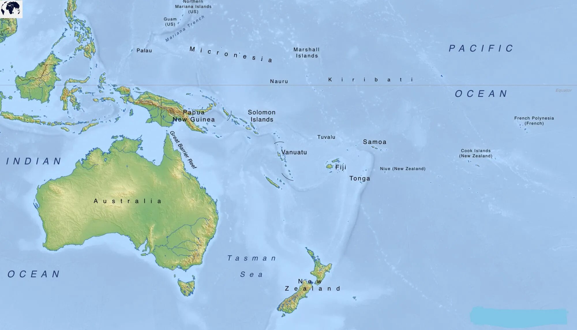 На карте океанов новую зеландию. Карта Австралии и Океании. Политическая карта Океании. Физ карта Океании.