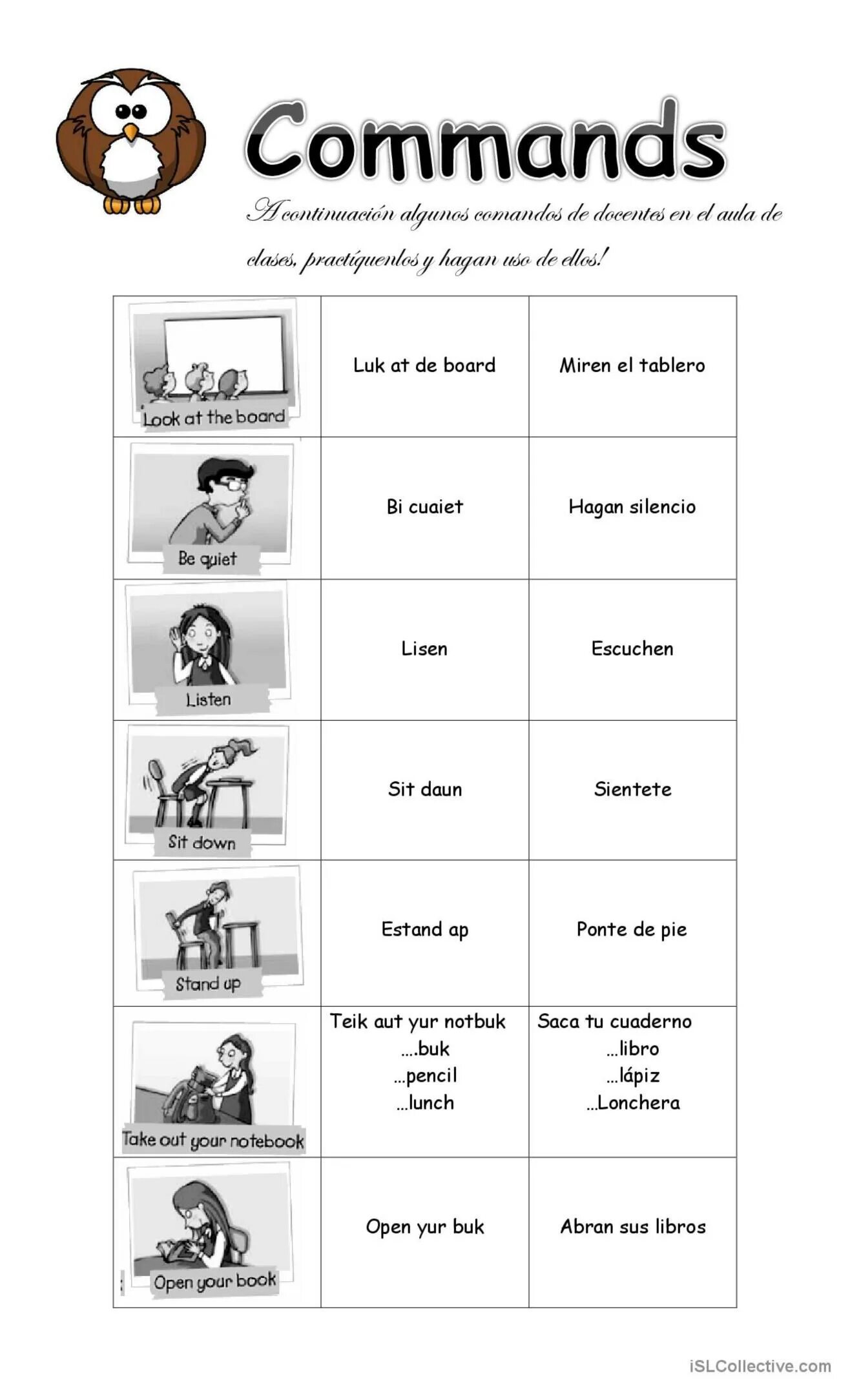 Commands worksheets. School commands. Английский classroom language. Classroom commands. Commands in english for kids.
