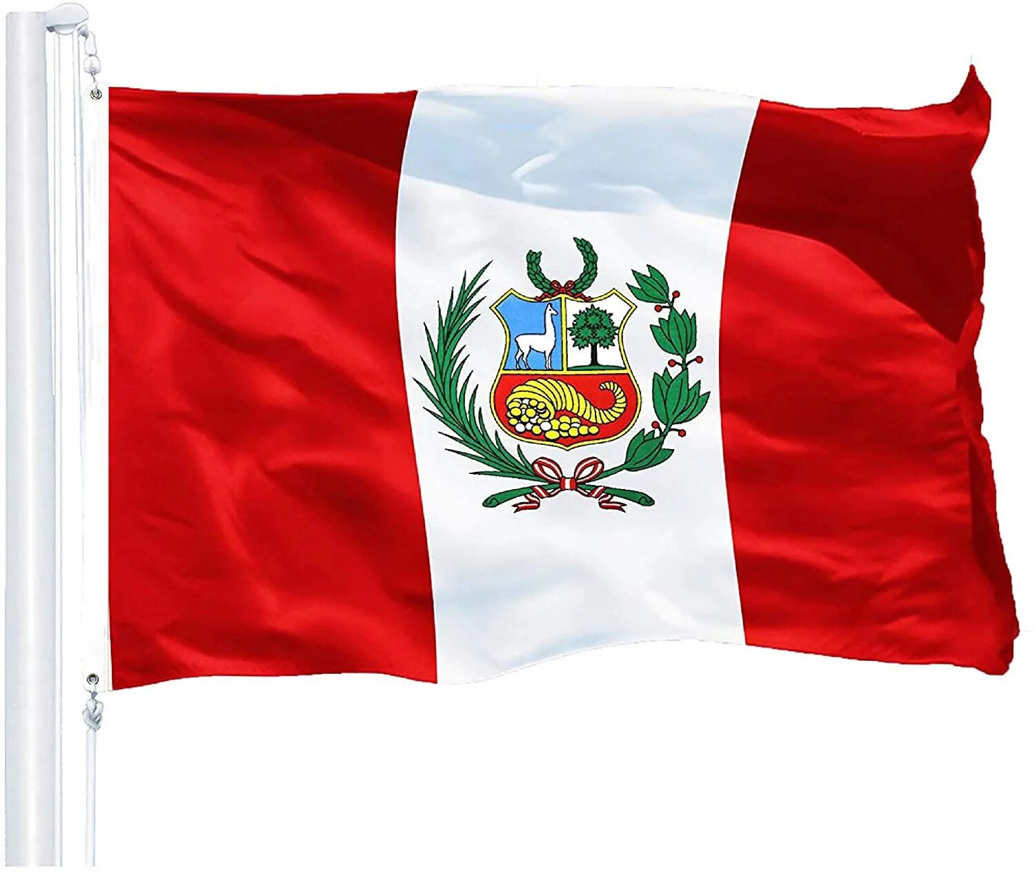 Peru Flag 3x5 Ft Printed Brass Grommets 150d/300d/600d Polyester Peruvian Flag F