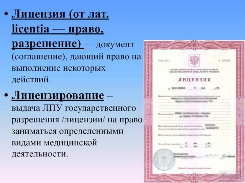 И лицензий а также предоставление
