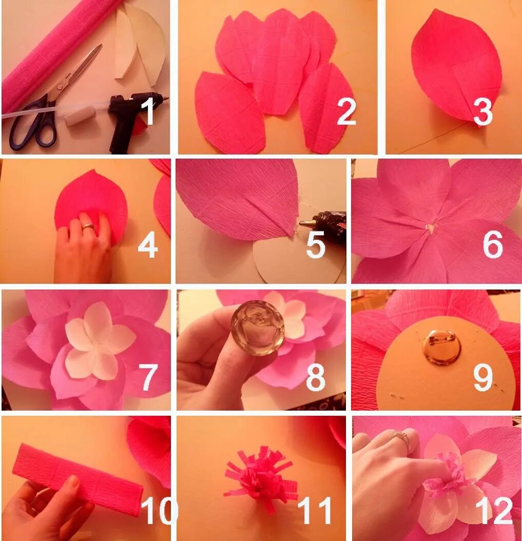 Как сделать цветы поэтапно. Розы из крепированной бумаги. Объемные цветы. Как сделать цветы поэтапно. Как сделать цветы поэтапно.