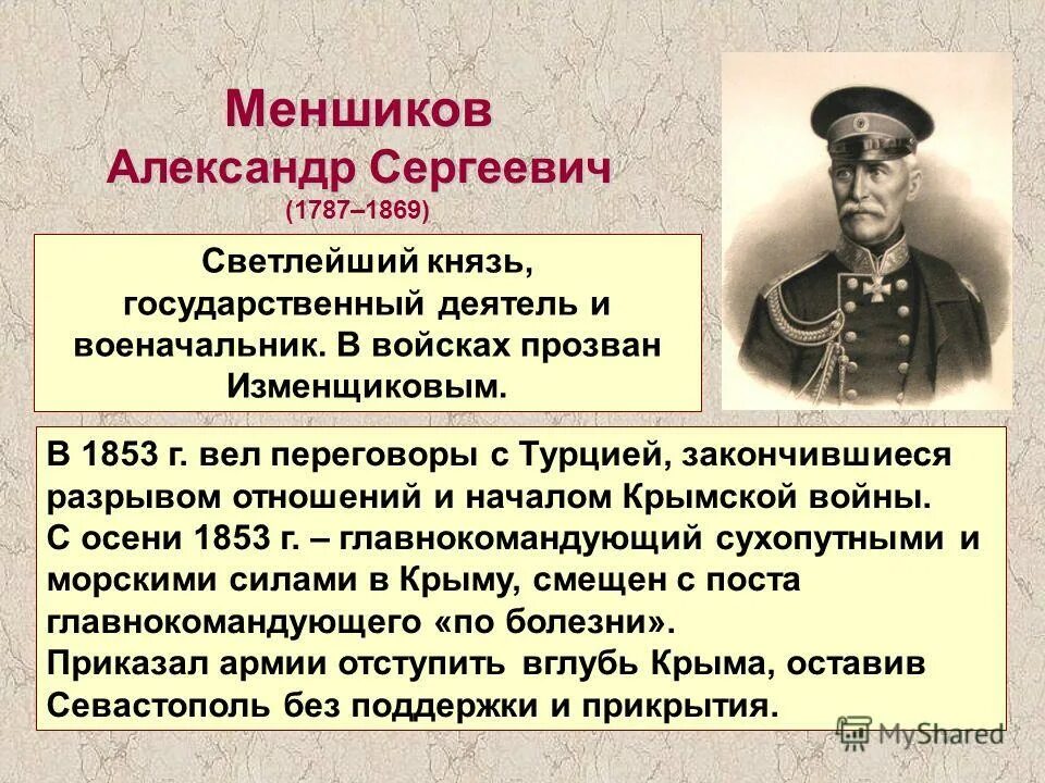 Появление севастополя связано с именем григория александровича. Меншиков 1853. Ополченцы Крымской войны 1853-1856. Великие полководцы Крымской войны 1853-1856. Обороне Севастополя и в Крымской войне 1853-1856 годов.