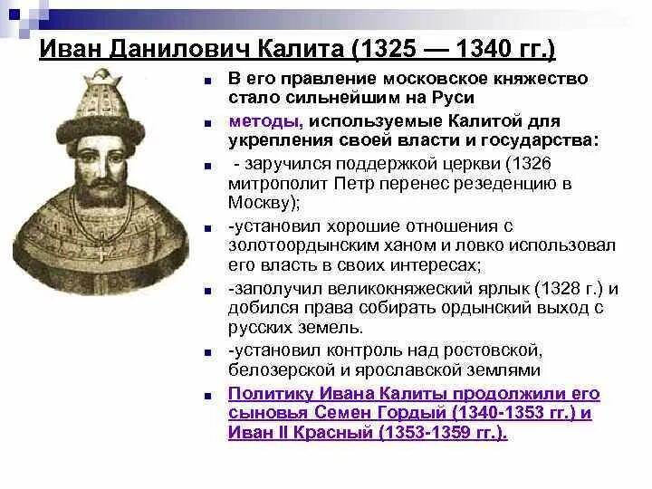 Направления деятельности калиты и факты. Направления деятельности калиты и факты