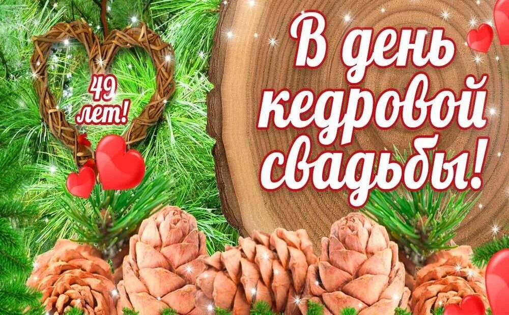 49 Лет свадьбы поздравления. С кедровой свадьбой. Поздравления с кедровой свадьбой в открытках. Поздравить с кедровой свадьбой.