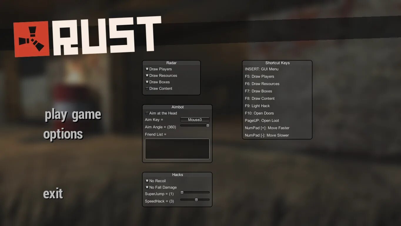 Rust игра ошибка. Rust legacy menu. rust меню. чит меню раст. раст главное меню.