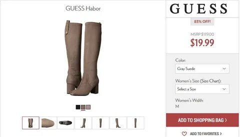 Размерная сетка guess