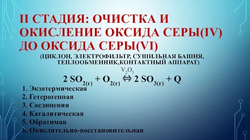 Реакция окисления оксида серы 4