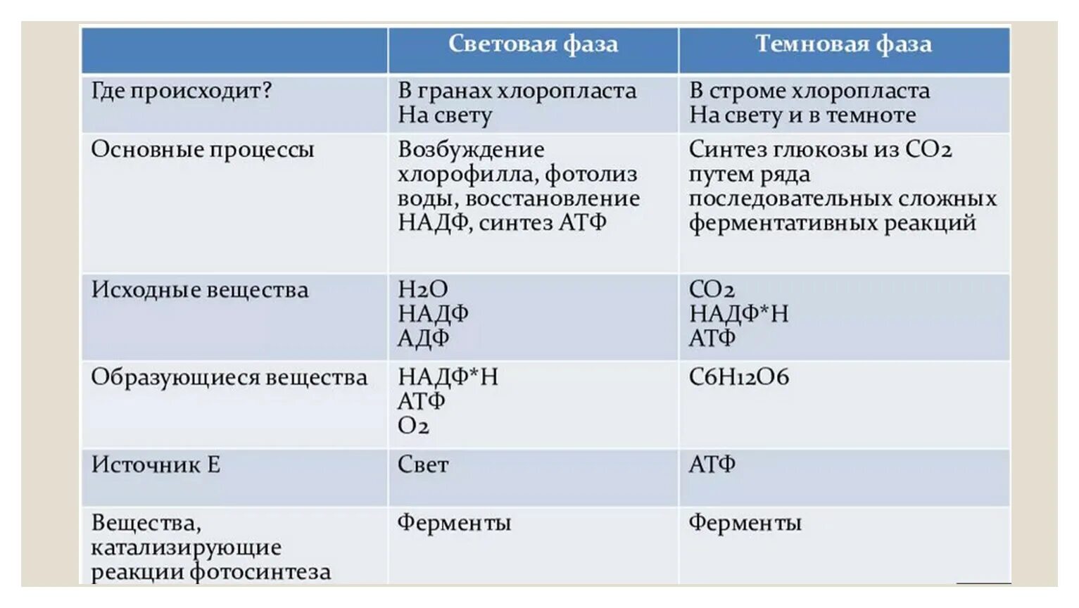 Процесс фотосинтеза и дыхания таблица. Энергетический обмен световая фаза. Фотосинтез вся теорияля ЕГЭ. Фазы фотосинтеза происходящие процессы Результаты таблица. Реакции световой фазы происходят