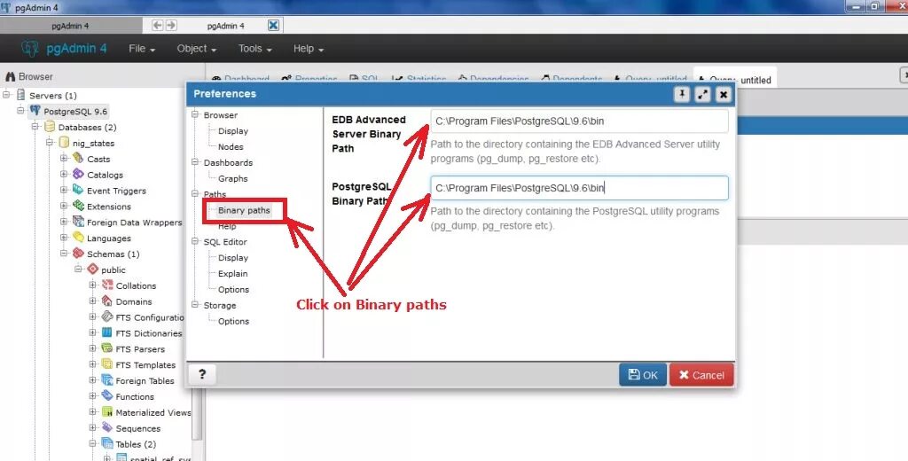 Добавление в path. Binary path в postgresql. postgresql admin. загрузка dump в pgadmin. как выполнить скрипт в postgresql pgadmin.