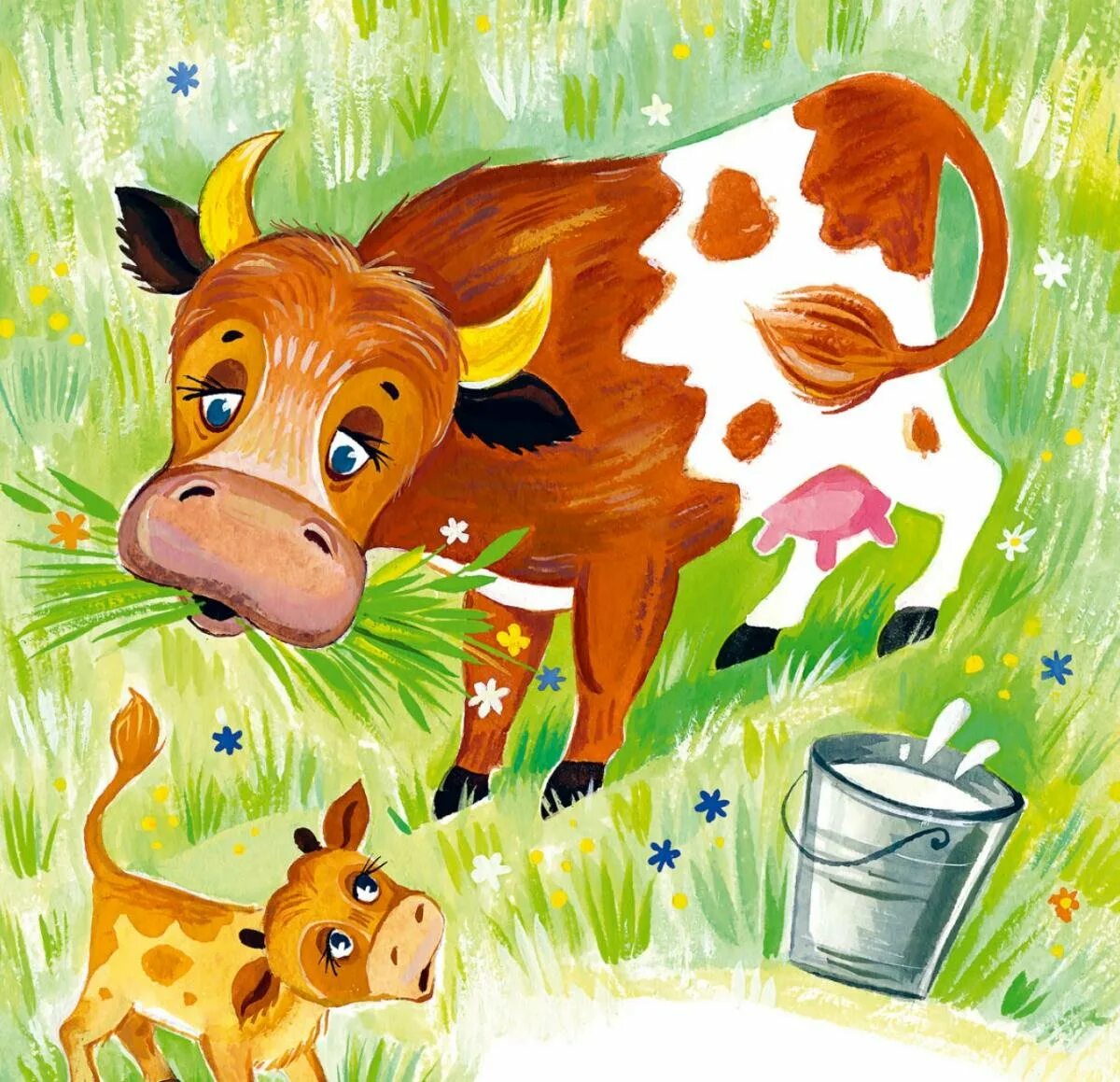 Коровка буренка. Ушинский бодливая корова. Корова рисунок. Коровы и телята. Сказочная корова.