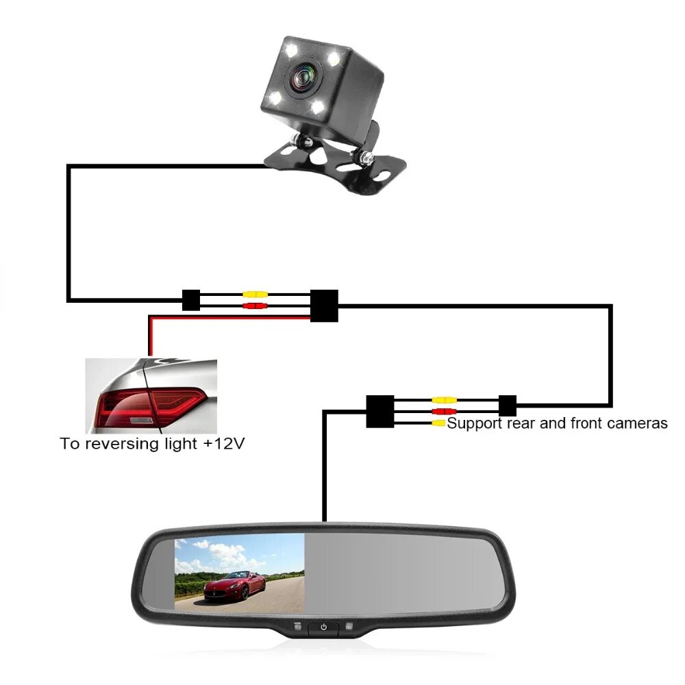 Зеркало видеорегистратор схема подключения. Схема подключения задней камеры на видеорегистратор с зеркалом. Схема подключения автомобильного видеорегистратора.