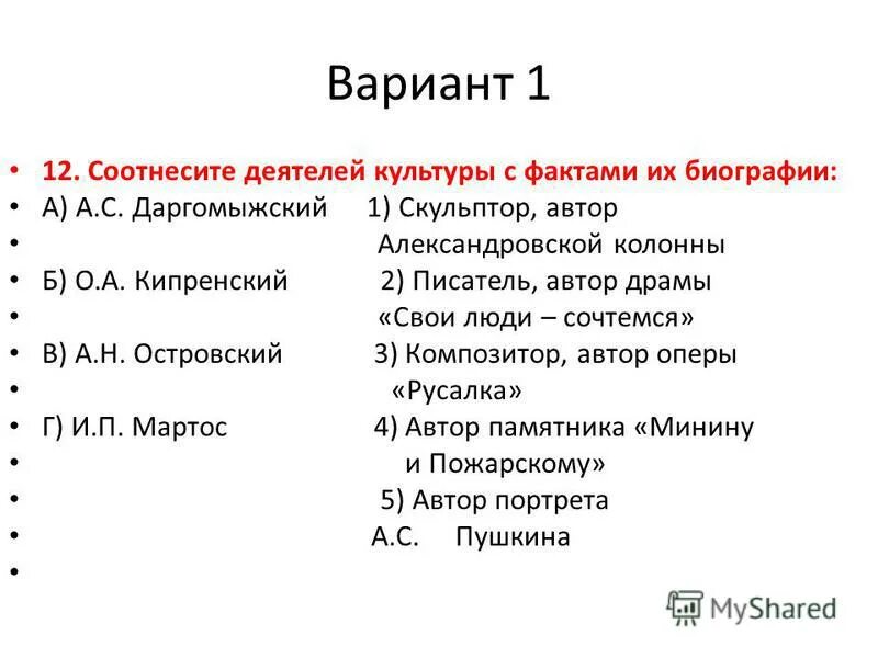 выдающиеся деятели искусства и культуры. имена деятелей культуры. соотиссите имспа и события:. соотнесите имена деятелей и сферы их деятельности. соотнесите деятеля культуры и сферу его деятельности.