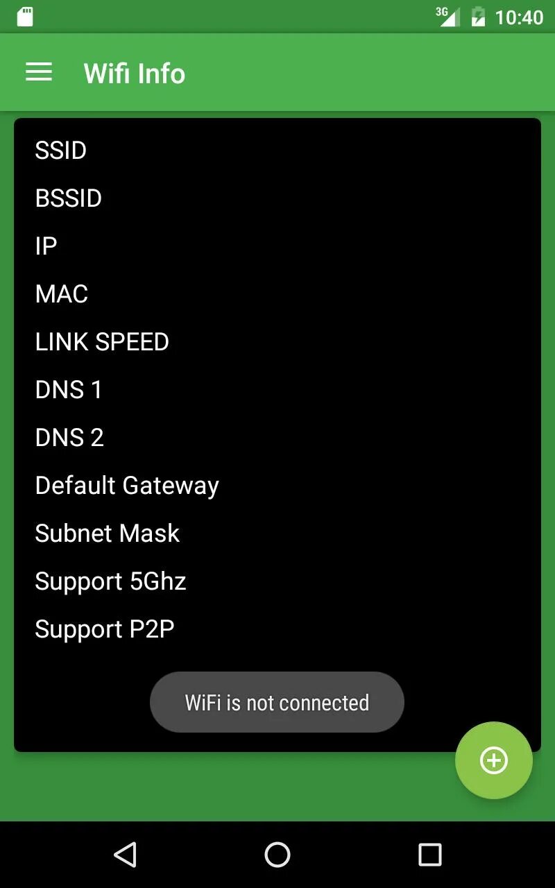 Wifi info. Wifi info