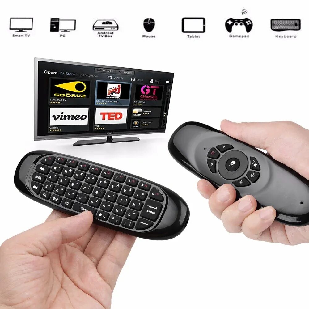 Пульт аэромышь для смарт ТВ. DVS am-100, Air Mouse & Wireless Keyboard. Клавиатура Smart TV Mini Keyboard (Bluetooth, с подсветкой). Пульт Air Mouse Backlit.