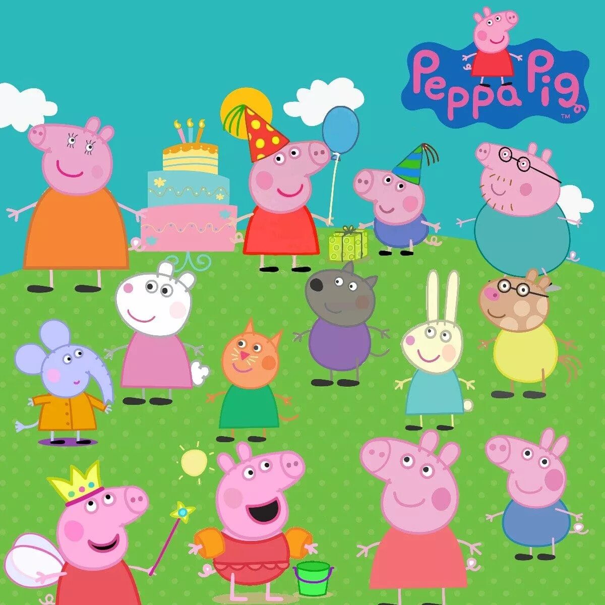 Свинка Пеппа. Свинка Пеппа персонажи. Картина мультика Свинка Пеппа. Peppa friends