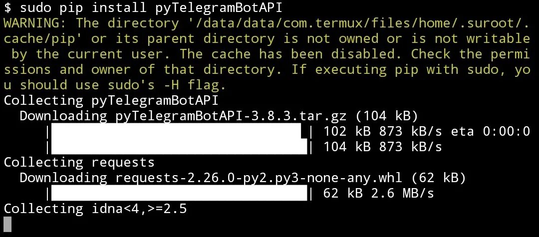 Pytelegrambotapi install