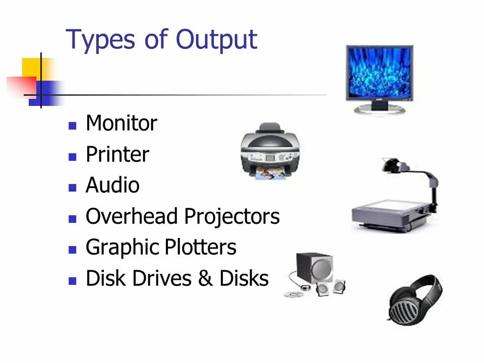 Output Hardware. The Types of input and output devices. Input and output devices. Аутпут Девайсес.