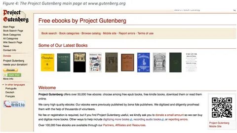 Screenshot of www.gutenberg.org.