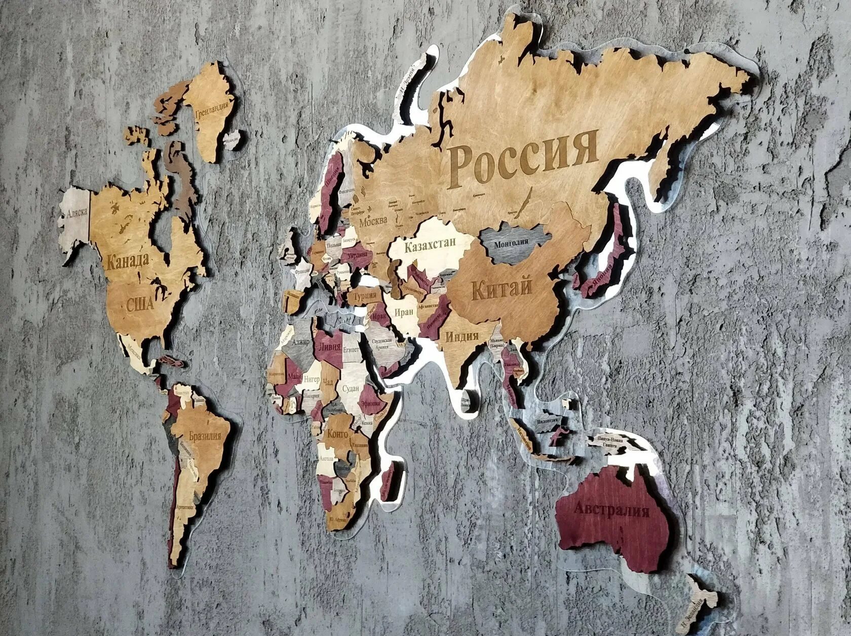 Деревянная карта мира на стену (фото) - создайте уникальный элемент ...