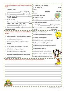 Past simple present perfect tasks