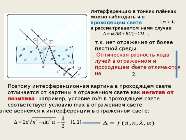 Разности хода световых лучей. Интерференция в тонких пленках разность хода. Оптическая разность хода лучей. Оптическая разность хода интерферирующих волн. Интерференция света оптическая разность хода.