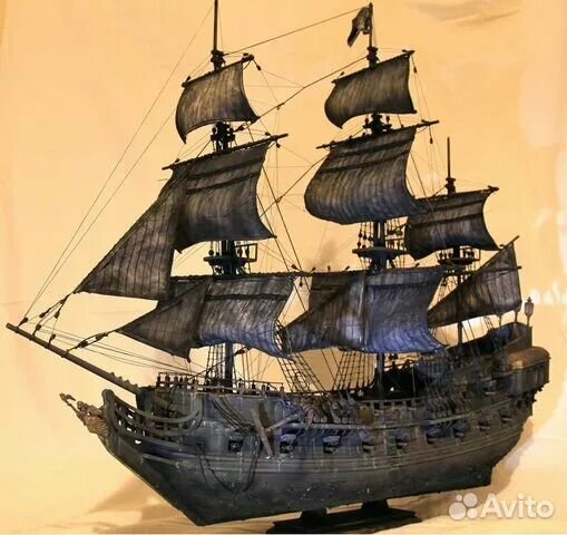 Как выглядит корабль черная жемчужина Black Pearl Caribbean Pirate Tall Ship Wooden Model 35" Semi-Built Boat New eBay