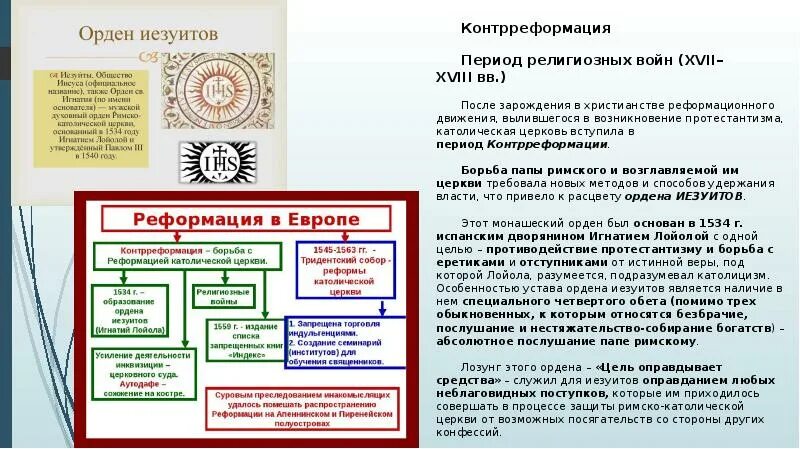 Движение за обновление католической церкви. Основные направления деятельности иезуитов. контрреформация задачи католической церкви. контрреформация способы борьбы. методы борьбы церкви против реформации.