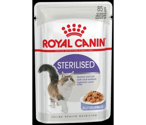 Корм желе для стерилизованных кошек. Роял Канин для стерилизованных кошек паучи. Роял Канин для кошек стерилизованных влажный. Роял Канин пауч для стерилизованных кошек. Royal Canin Sterilised желе 85 гр.