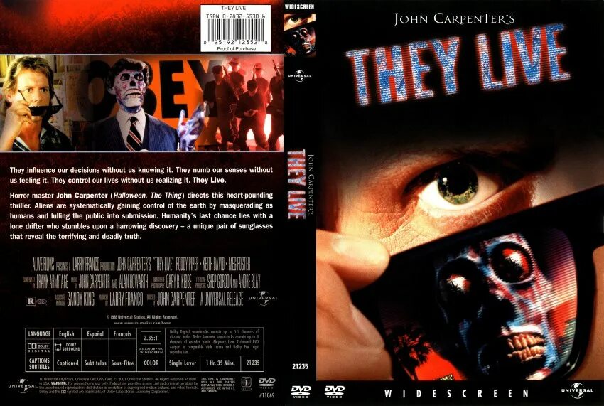 Чужие среди нас отзывы. They Live 1988 poster. John Carpenter's they Live.