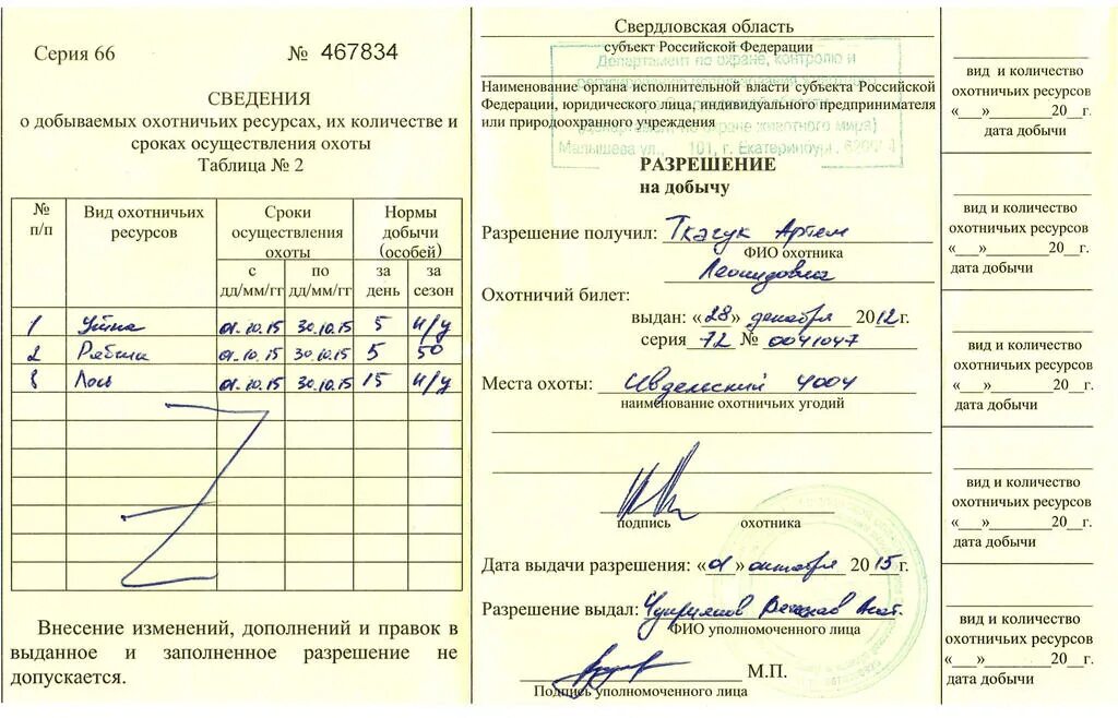 Как правильно заполнять лицензию на добычу охотничьих ресурсов. Лицензия на добычу охотничьих ресурсов. Разрешение на добычу охотничьих. Заполнение разрешения на охоту. Лицензии на ловлю