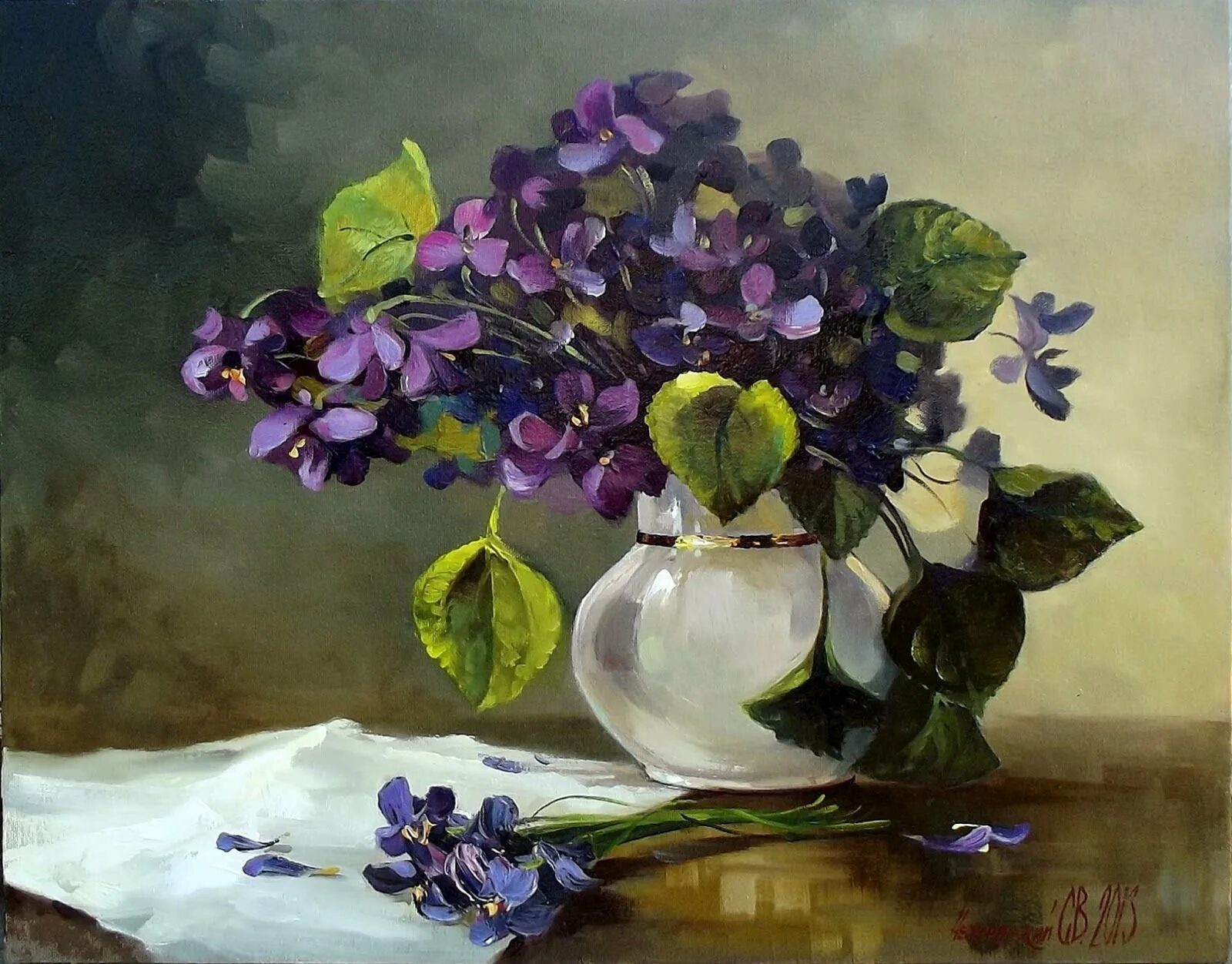 Картина фиалки. Anne Cotterill фиалки.